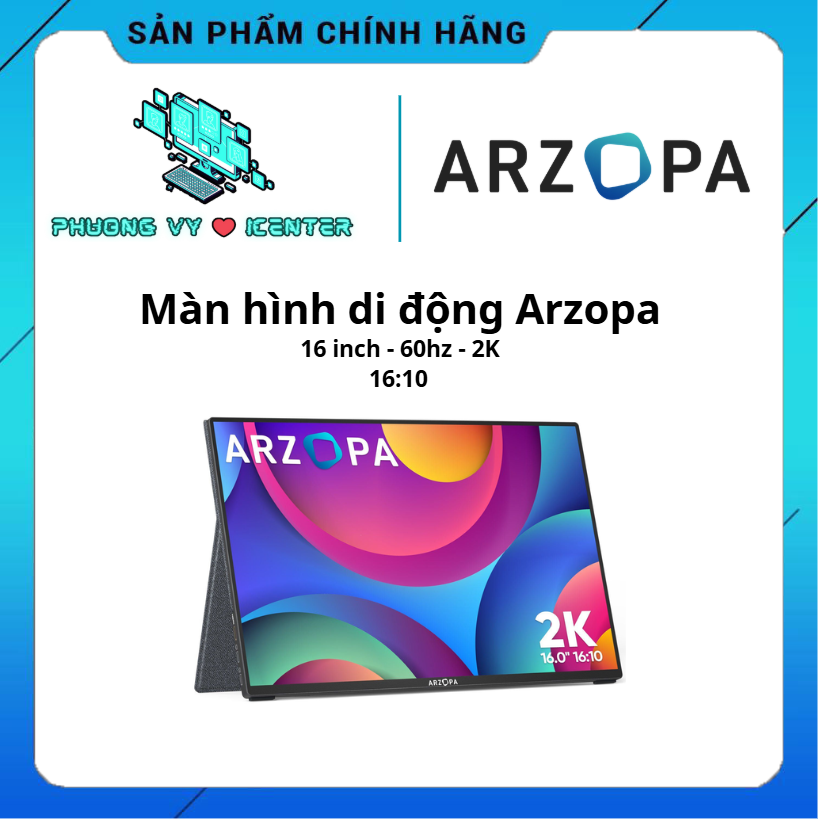 Màn Hình Di Động ARZOPA - 16 inch tỷ lệ 16:10 - 2560*1600 - IPS -  60HZ - - 500 Nit -  Z1RC