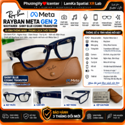 RAY-BAN META GEN 2 WAYFARER – SHINY COSMIC BLUE TRANSITOR ( Mắt kính đổi màu )