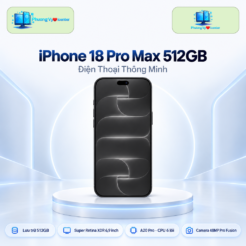 Điện thoại Apple iPhone 18 Pro Max 512GB trên đế tròn với phông nền công nghệ
