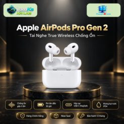 Tai nghe Apple AirPods Pro Gen 2 USB-C trên đế tròn với nền công nghệ