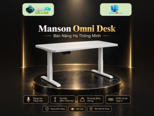 Bàn nâng hạ Manson Omni Desk trên đế tròn với nền công nghệ