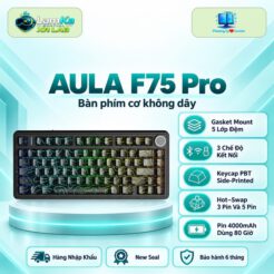 Bàn phím cơ AULA F75 Pro Black Contour trên đế tròn với nền công nghệ