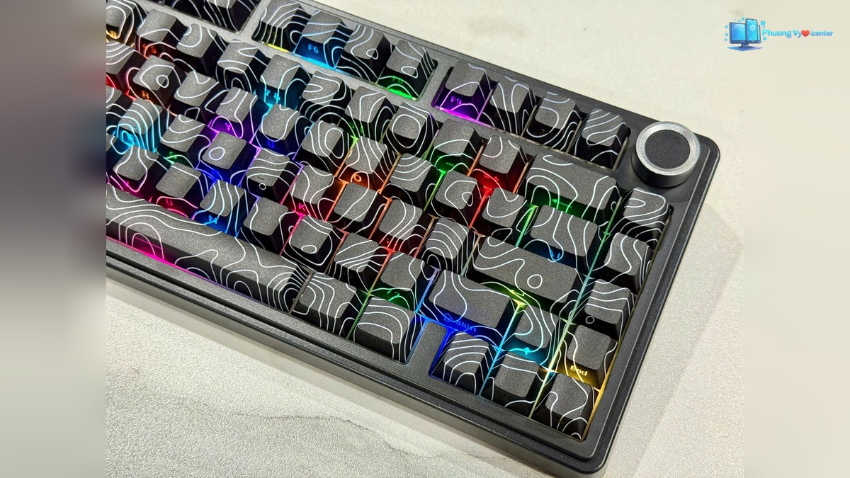 AULA F75 Pro với núm xoay kim loại, cụm phím mũi tên và đèn RGB