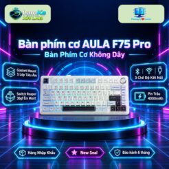 Bàn phím cơ AULA F75 Pro Ice Blue trên đế tròn với nền công nghệ
