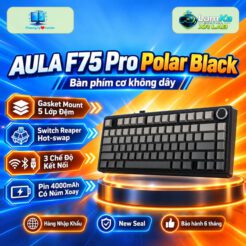 Bàn phím AULA F75 Pro Polar Black trên đế tròn với nền công nghệ