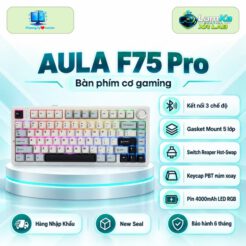 Bàn phím cơ AULA F75 Pro White Contour trên đế tròn với nền công nghệ