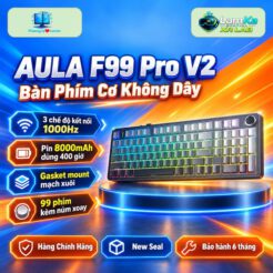 Bàn phím AULA F99 Pro V2 Polar Black trên đế tròn với nền công nghệ