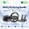 Bộ vô lăng MOZA R5 Bundle trên đế tròn với nền phong cách công nghệ