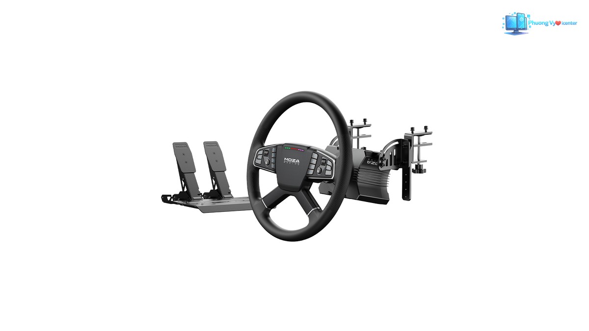 Bộ vô lăng MOZA R5 Trucking Bundle gồm R5, TSW và bàn đạp SR-P Lite
