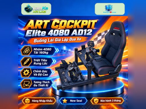 Buồng lái Art Cockpit AD12 trên đế tròn với phông nền công nghệ