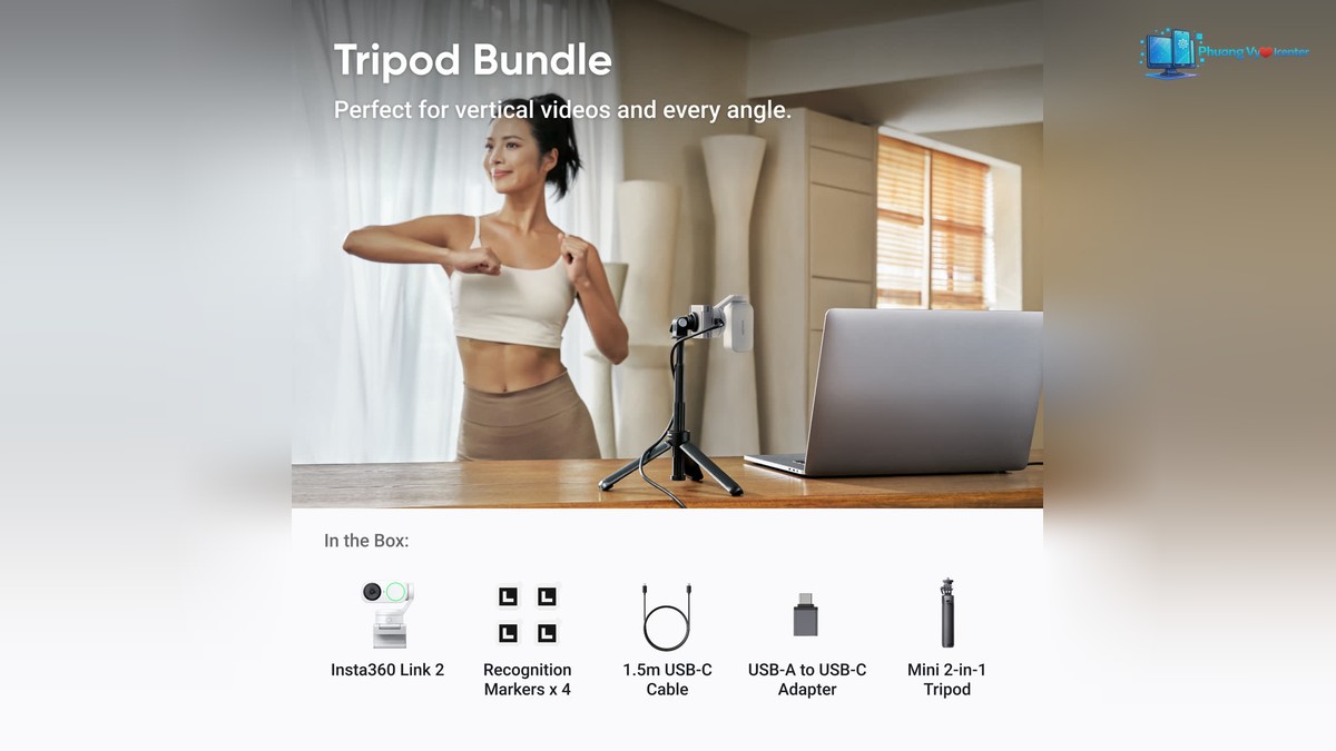 Insta360 Link 2 & Link 2C | Insta360 Link 2 | Arctic White | Tripod Bundle