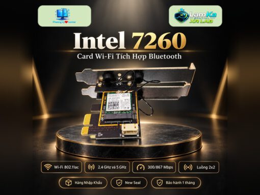 Card Wi-Fi Intel 7260 trên đế tròn với nền công nghệ