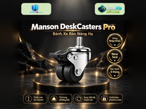 Bộ bánh xe Manson DeskCasters Pro trên đế tròn với nền công nghệ