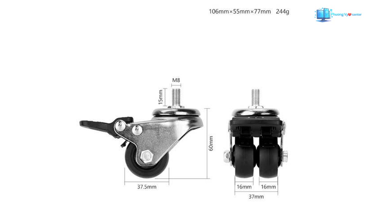 Bộ bánh xe Manson DeskCasters Pro lắp cho bàn nâng hạ