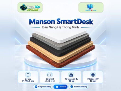 Combo bàn Manson SmartDesk đặt trên đế tròn với nền công nghệ