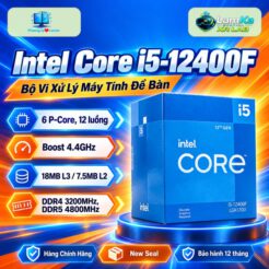 CPU Intel Core i5-12400F trên đế tròn với nền công nghệ