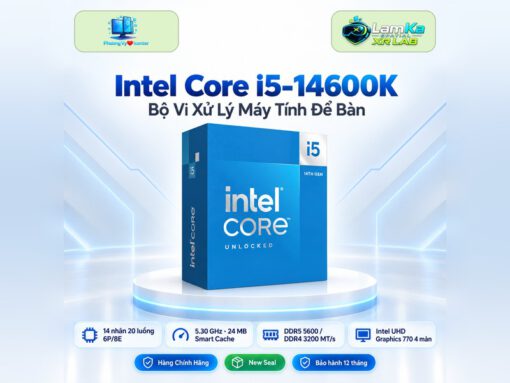 CPU Intel Core i5-14600K trên đế tròn với nền công nghệ