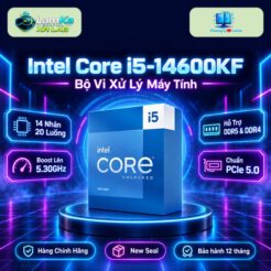 CPU Intel Core i5-14600KF trên đế tròn với nền công nghệ