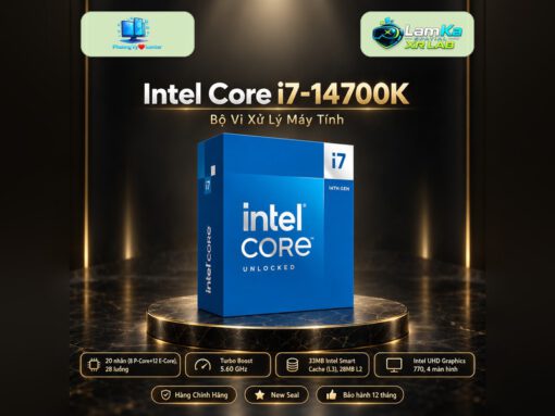 CPU Intel Core i7-14700K trên đế tròn với nền công nghệ