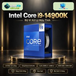 CPU Intel Core i9-14900K trên đế tròn với nền công nghệ