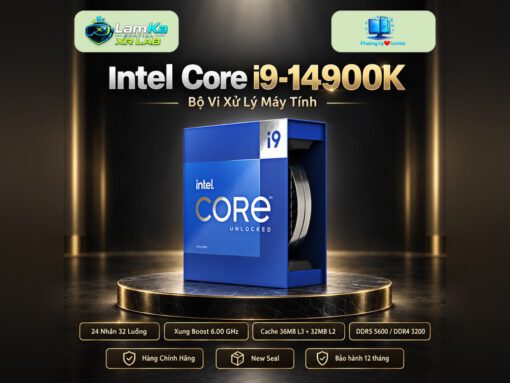 CPU Intel Core i9-14900K trên đế tròn với nền công nghệ