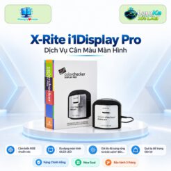 Thiết bị cân màu X-Rite i1Display Pro đặt trên đế tròn với nền công nghệ