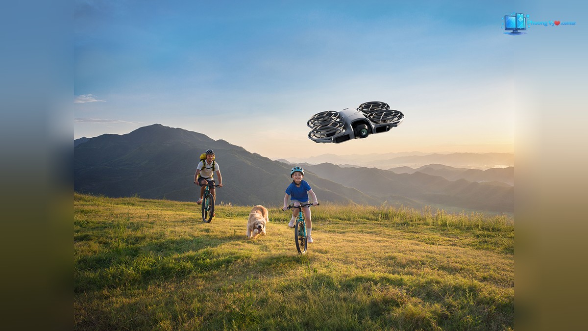 DJI Neo 2 minh họa tính năng SelfieShot cho khoảnh khắc cá nhân hoặc nhóm