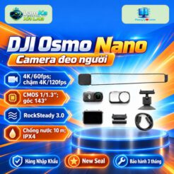Camera DJI Osmo Nano Standard Combo 64GB trên đế tròn với nền công nghệ