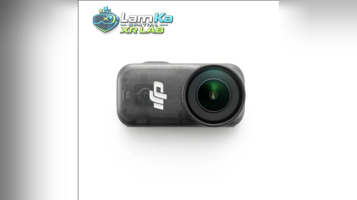 Mặt trước DJI Osmo Nano với ống kính tròn và logo DJI trên thân camera
