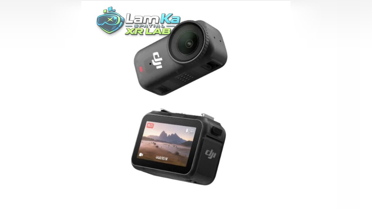 DJI Osmo Nano và mô-đun màn hình tách rời, cùng được nhìn ở góc nghiêng