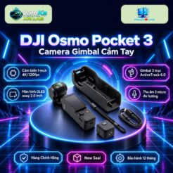Máy quay DJI Osmo Pocket 3 Basic trên đế tròn với nền công nghệ