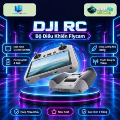 Bộ điều khiển DJI RC trên đế tròn với phông nền công nghệ