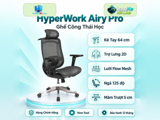 Ghế công thái học HyperWork Airy Pro trên đế tròn trong nền công nghệ
