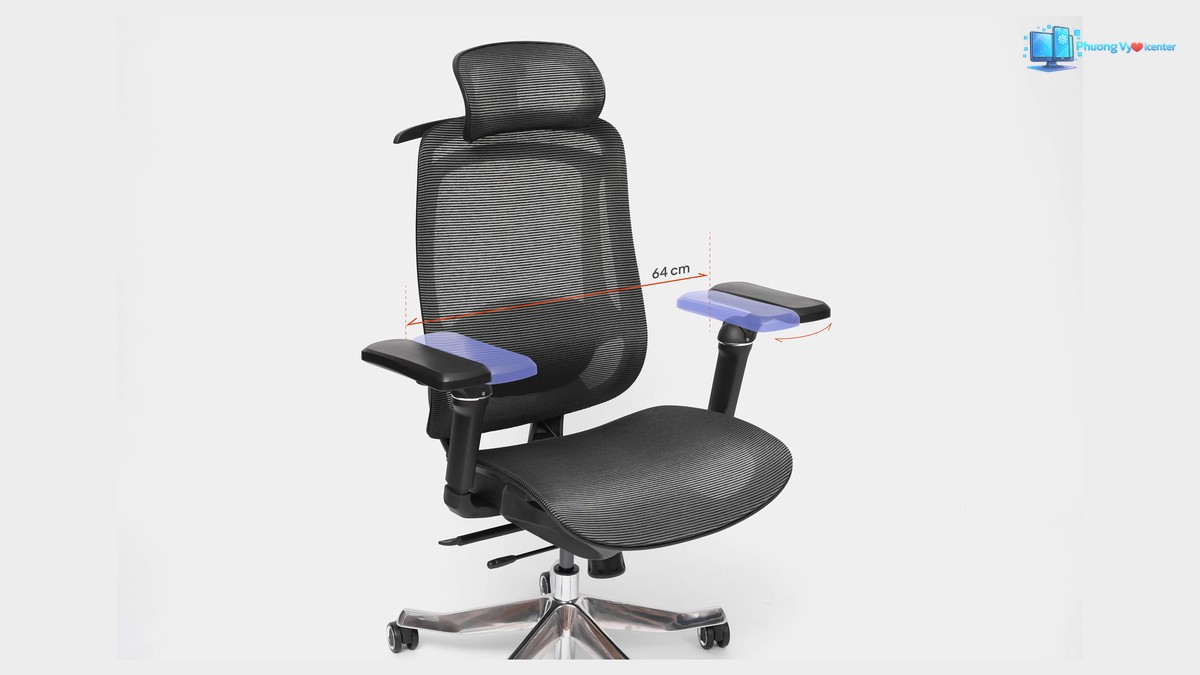 Ghế HyperWork Airy Pro trong hình giới thiệu về kích thước