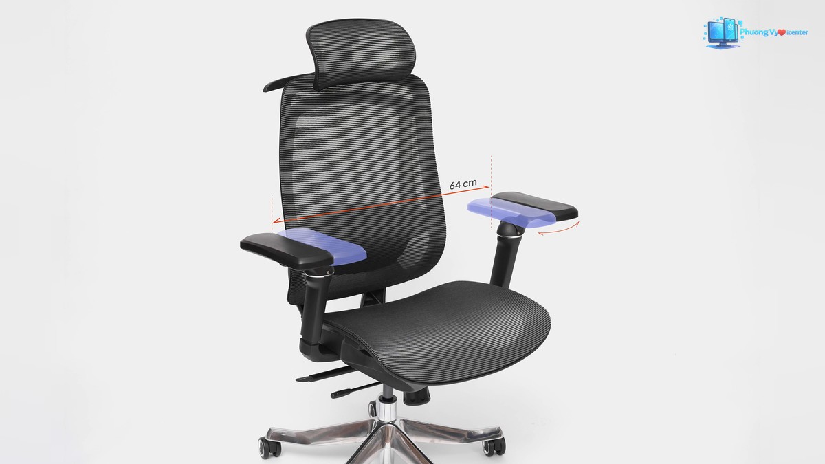 Ghế HyperWork Airy Pro trong hình giới thiệu về kích thước