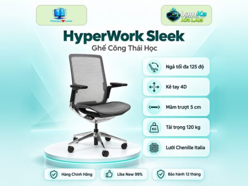 Ghế công thái học HyperWork Sleek trên đế tròn, nền công nghệ