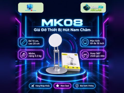 Giá đỡ nam châm MK08 trên đế trưng bày tròn với nền công nghệ