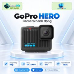 GoPro HERO trên đế tròn với phông nền công nghệ