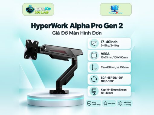 Giá đỡ màn hình HyperWork Alpha Pro Gen 2 trên đế tròn với nền công nghệ