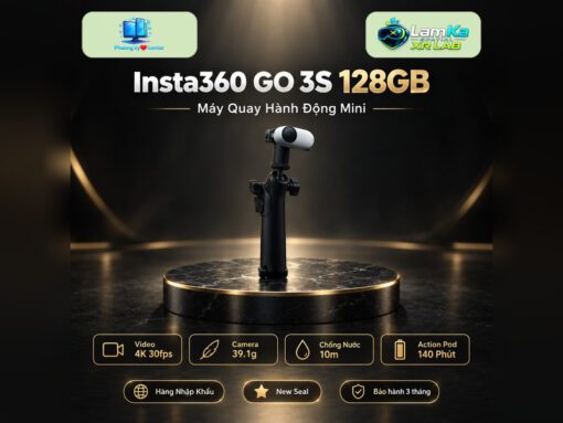 Máy quay Insta360 GO 3S 128GB Black trên đế tròn với nền công nghệ