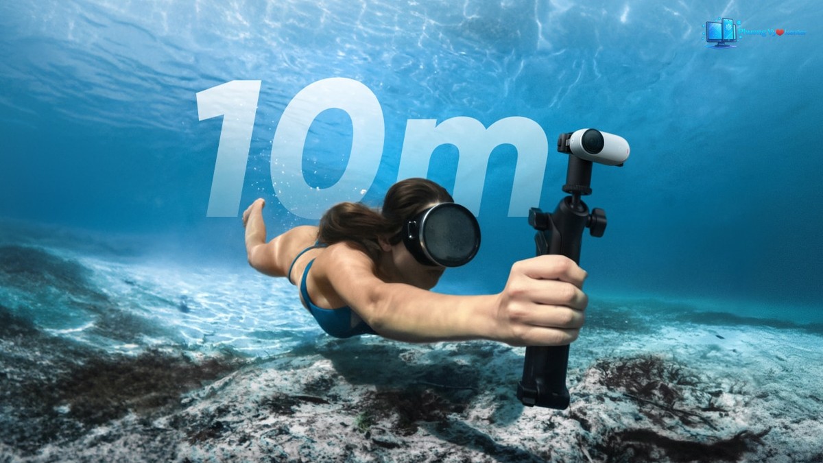 Insta360 GO 3S trong hình minh họa khả năng chống nước 10m của camera
