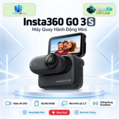 Máy quay mini Insta360 GO 3S Retro Bundle 64GB trên đế tròn với nền công nghệ