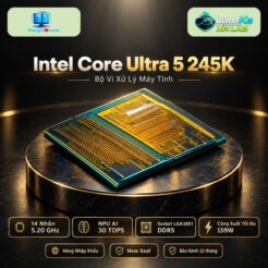 CPU Intel Core Ultra 5 245K trên đế tròn với nền công nghệ