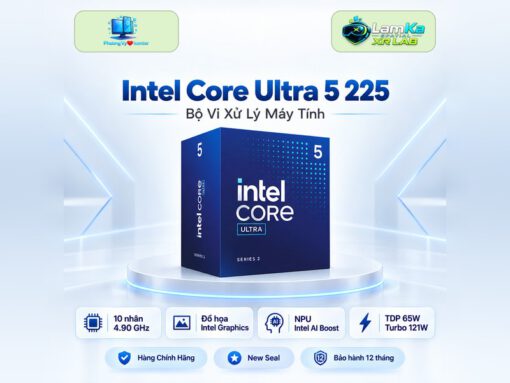Bộ vi xử lý Intel Core Ultra 5 225 trên đế tròn với nền công nghệ