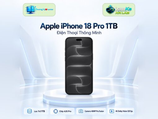 Điện thoại Apple iPhone 18 Pro trên đế tròn với nền công nghệ