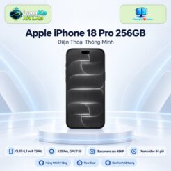 Apple iPhone 18 Pro 256GB trên đế tròn với nền đồ họa công nghệ