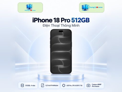 Điện thoại Apple iPhone 18 Pro 512GB trên đế tròn với nền công nghệ