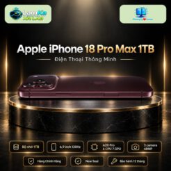 Điện thoại Apple iPhone 18 Pro Max 1TB trên đế tròn với nền công nghệ