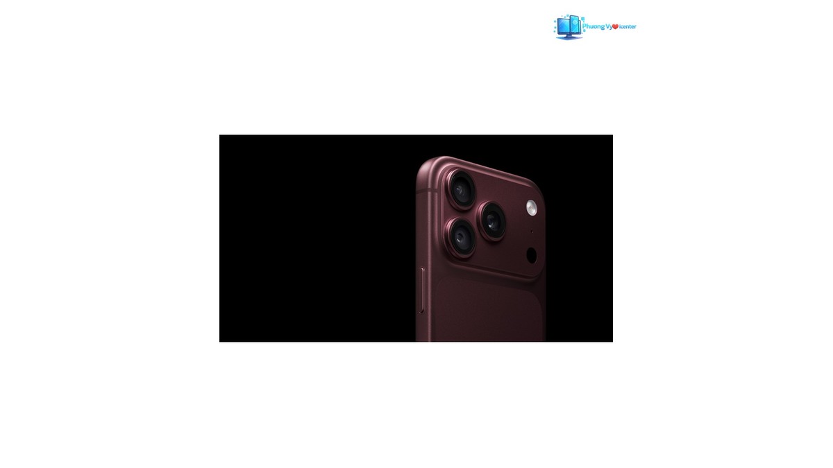 iPhone 18 Pro Max với cận cảnh ba camera, đèn flash và cạnh bên màu đỏ sẫm