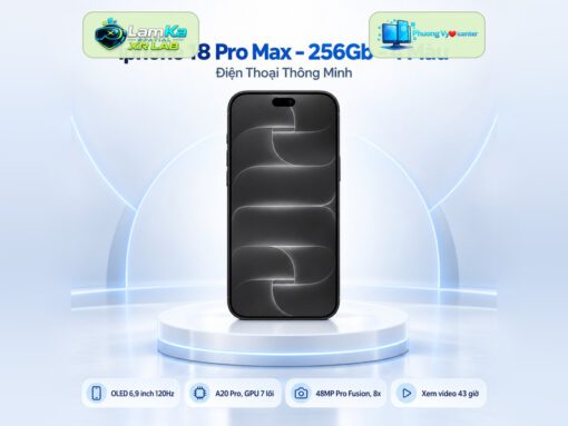 Điện thoại Apple iPhone 18 Pro Max trên đế tròn với nền công nghệ